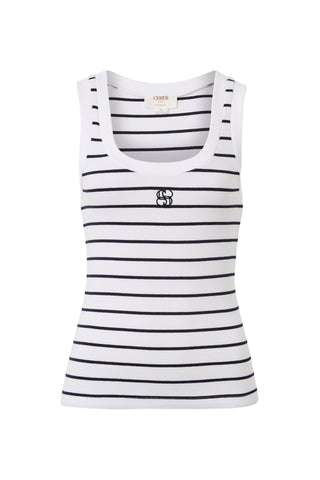 Contour rib scoop tank - Navy striped