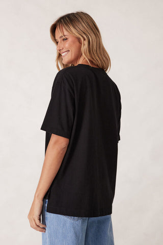Slouchy Split Hem Tee - Black