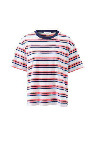 Stevie Slouchy Tee - Washed Coral/Navy Stripe