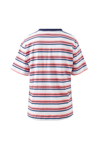Stevie Slouchy Tee - Washed Coral/Navy Stripe
