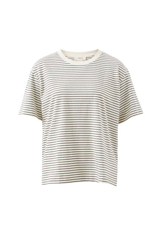 Stevi Slouchy Tee/Milk/Phantom -Fine Stripe