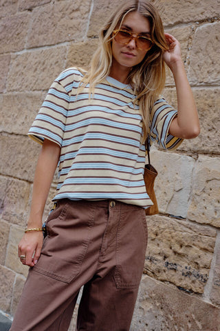 Stevie Slouchy Tee/New Butter Brunette Stripe