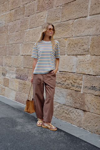 Stevie Slouchy Tee/New Butter Brunette Stripe