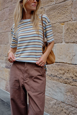 Stevie Slouchy Tee/New Butter Brunette Stripe