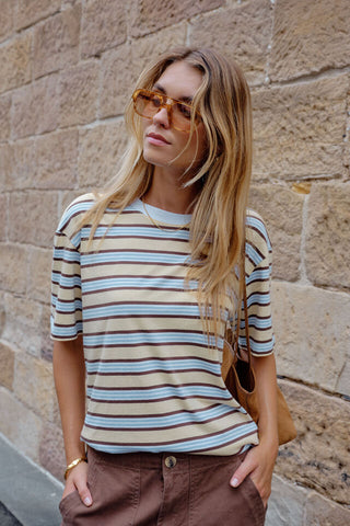 Stevie Slouchy Tee/New Butter Brunette Stripe