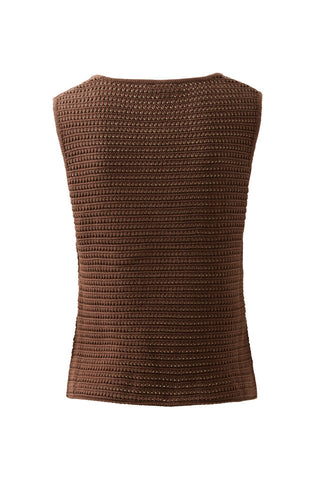 Margot Mesh Knit Tank - Choc