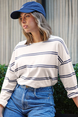 Slouchy Long Sleeve Tee - Vanilla/Moonlight Double