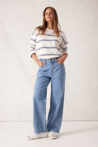 Slouchy Long Sleeve Tee - Vanilla/Moonlight Double