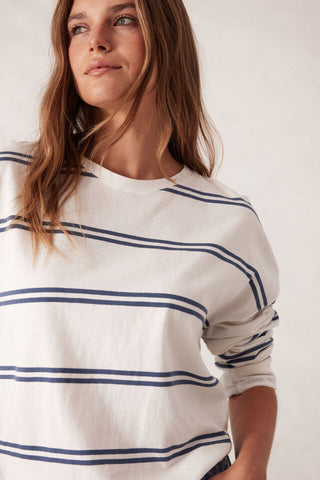 Slouchy Long Sleeve Tee - Vanilla/Moonlight Double