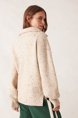 Slouchy Zip Knit - Cream