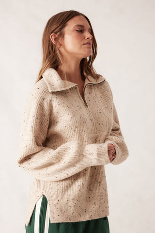 Slouchy Zip Knit - Cream