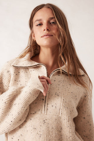 Slouchy Zip Knit - Cream