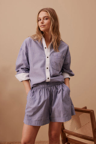 Mila Short - Blue White Stripe