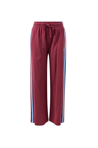 Gigi Wide Leg/Washed Burgandy Sky Blue Side Stripe