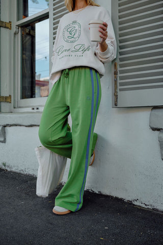 Gigi Wide Leg Te/Pistachio Washed Navy Side Stripe