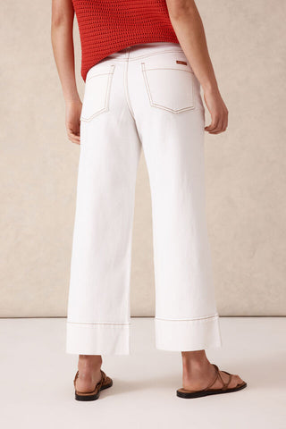 Jude Wide Leg Crop Jean - Fresh Ecru