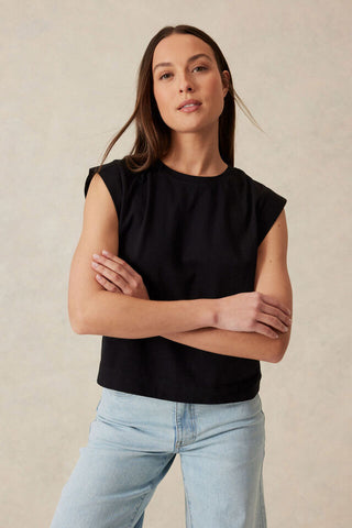 Esme Extended Shoulder Tee - Black