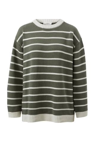 Relaxed crew tunic- olive/ecru