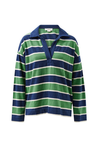 Shelby Slouchy Rugby Top/Pistachio/Heritage Navy Stripe