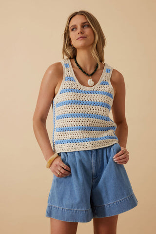 Talulah Knit Tank - Powder Blue Stripe
