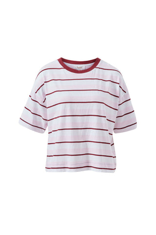 Brea Boxy Tee - Pink/Mulberry Stripe