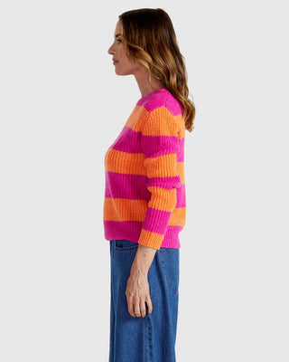 Santos Knit - Orange/Pink Stripe