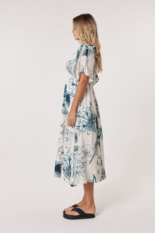 Solstice Palms Midi Dress - Palm Print