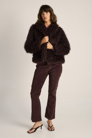 Wynn Cropped Fur Jacket - Chocolate