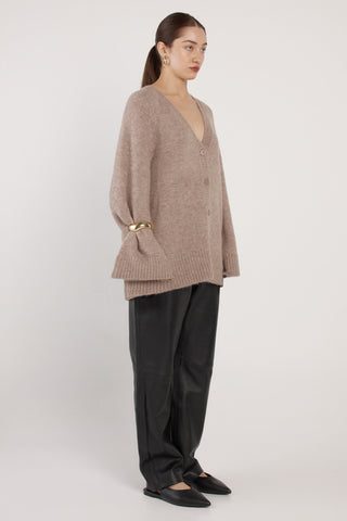 Zinnia Fluffy Cardigan - Mushroom