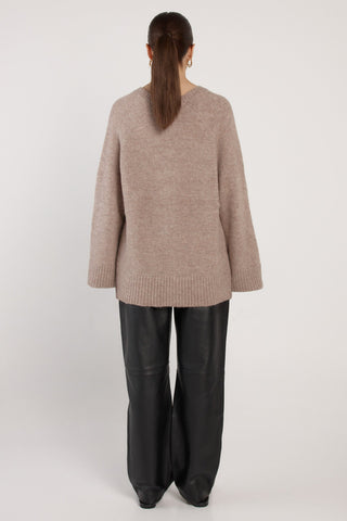Zinnia Fluffy Cardigan - Mushroom