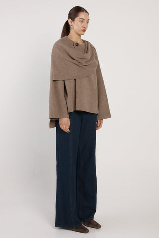 Amaris Cape Coatigan -Mushroom Marle
