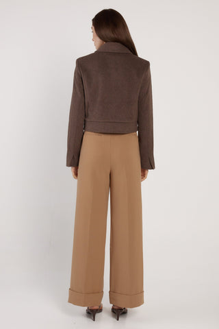 Devyn Wool Blend Cropped Jacket - Chocolate