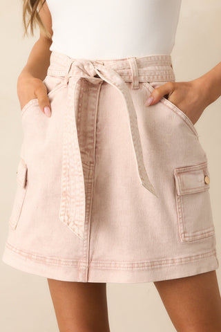 Dahlia Denim Mini Skirt - Light Pink
