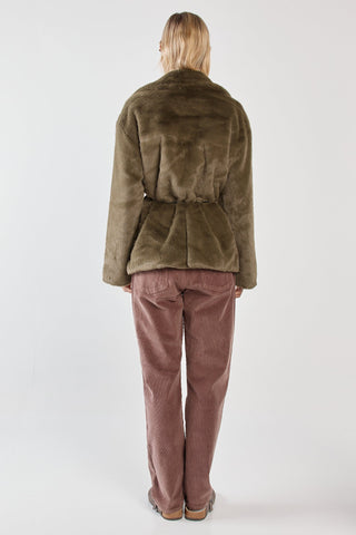 Vivi Fur Jacket - Dark Olive