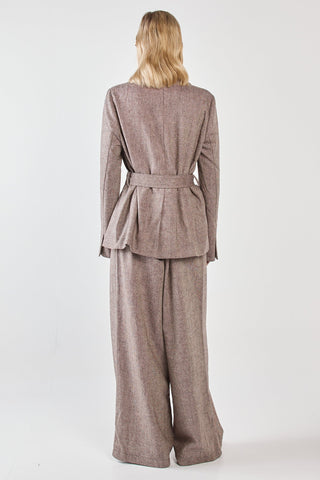 Thalia belted Blazer -Chocolate Birdseye