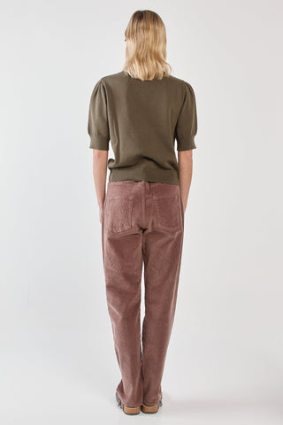 Esti pointelle Knit Tee - khaki Green
