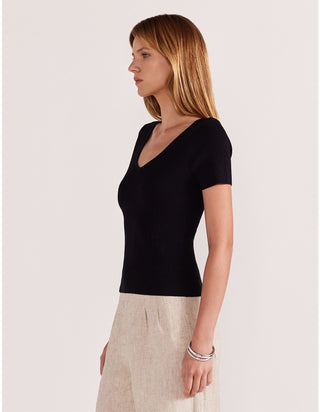 JUDE REVERSIBLE KNIT TEE - BLACK