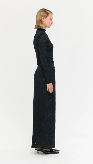 Astrid Sheer Lace Maxi Skirt - Black