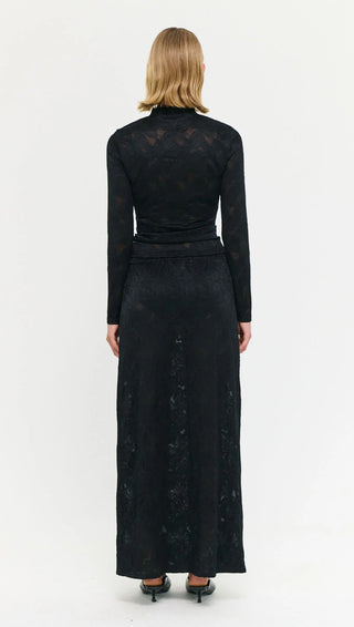Astrid Sheer Lace Maxi Skirt - Black