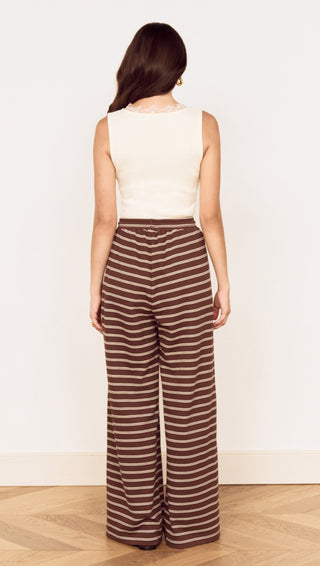 Vesper Drawstring Pant - Choc/stripe