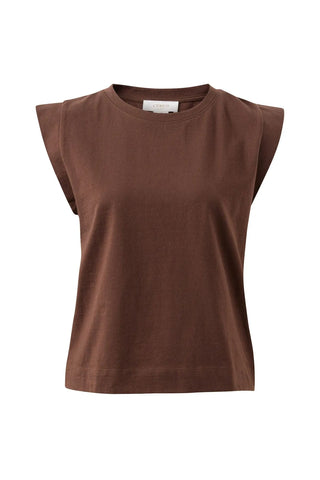 Esme Extended Shoulder Tee - Chocolate