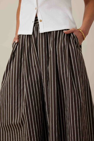 Florence Maxi Skirt - Choc White Stripe