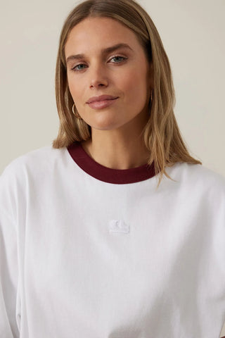 Phoebe Premim Tee - White/Burg