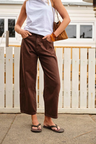 Darted Barrel Jean - Choc