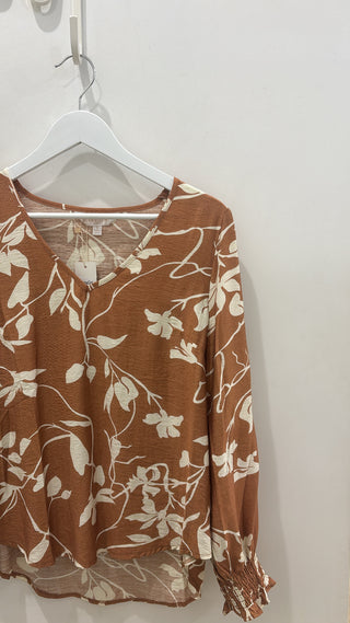 Penny V-neck Blouse - Brown
