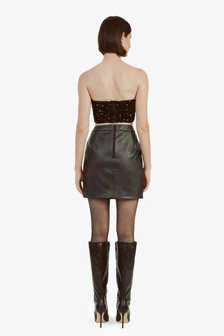 ALEXIS VEGAN LEATHER SKIRT - BLACK