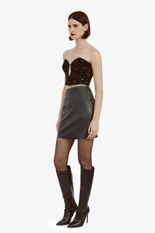 ALEXIS VEGAN LEATHER SKIRT - BLACK