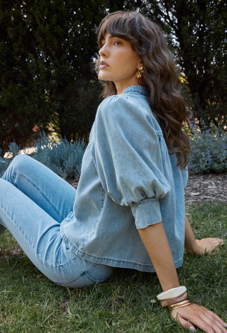 Lila Denim Balloon shirt