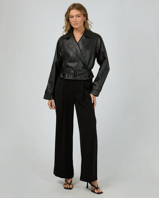 Margo Crop Trench Coat - Blk