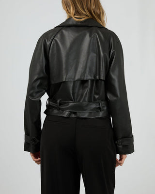 Margo Crop Trench Coat - Blk